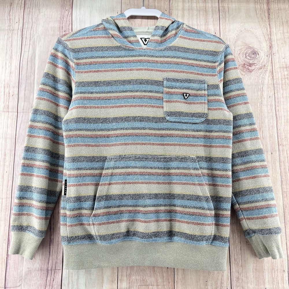 Vissla Hoodie Women's L Multicolor Baja Stripe Pullover Surf Skate 100% Cotton